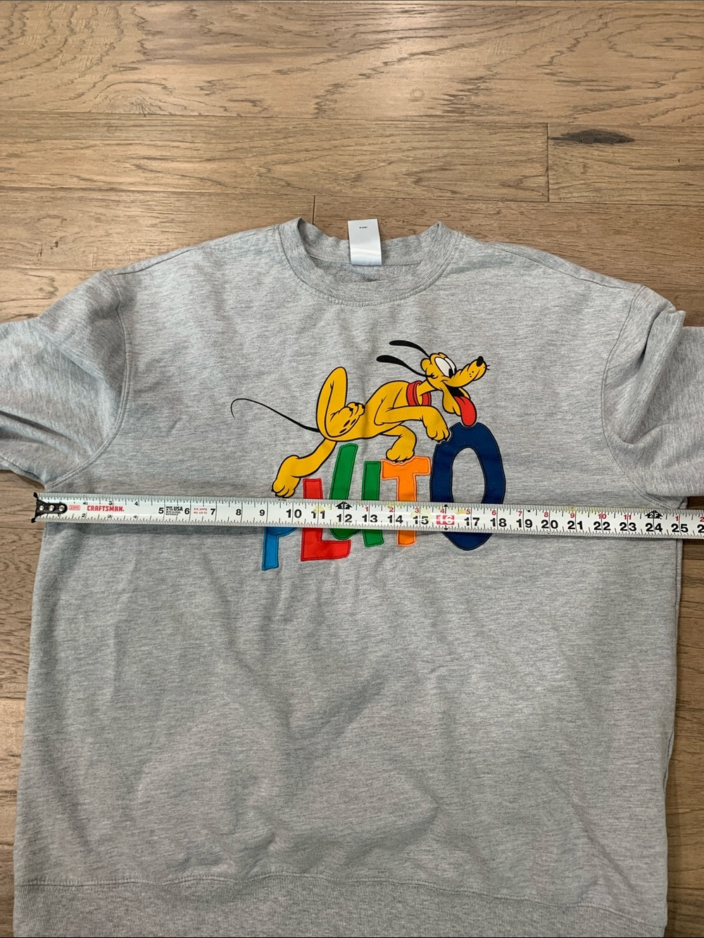 Disney Gray Crewneck Sweatshirt with Colorful Pluto Graphic Size XL - Picture 9 of 14